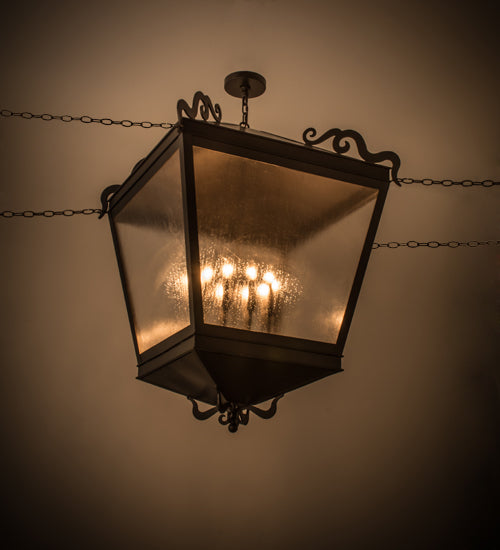 Meyda Lighting Madeline 45" 10-Light Timeless Bronze Pendant Light With Clear Seeded Shade Glass