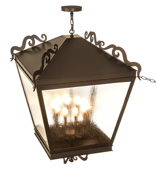 Meyda Lighting Madeline 45" 10-Light Timeless Bronze Pendant Light With Clear Seeded Shade Glass