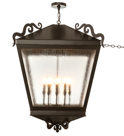 Meyda Lighting Madeline 45" 10-Light Timeless Bronze Pendant Light With Clear Seeded Shade Glass