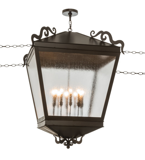Meyda Lighting Madeline 45" 10-Light Timeless Bronze Pendant Light With Clear Seeded Shade Glass