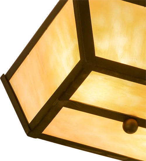 Meyda Lighting Madera 14" 2-Light Oil Rubbed Bronze Flush Mount Light With Beige Shade Glass
