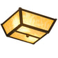 Meyda Lighting Madera 14" 2-Light Oil Rubbed Bronze Flush Mount Light With Beige Shade Glass