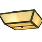 Meyda Lighting Madera 22" 3-Light Oil Rubbed Bronze Flush Mount Light With Beige Art Shade Glass