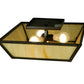 Meyda Lighting Madera 22" 3-Light Oil Rubbed Bronze Flush Mount Light With Beige Art Shade Glass