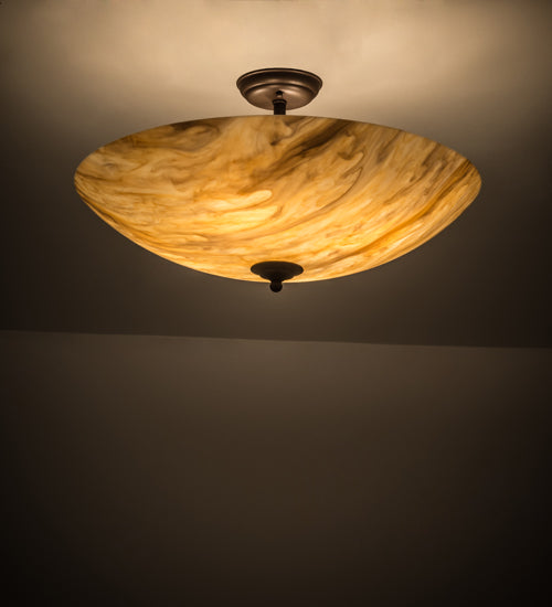 Meyda Lighting Madison 24" 4-Light Cafe Noir Semi-flush Mount Light With Beige Travertine Idalight Shade Glass