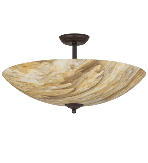 Meyda Lighting Madison 24" 4-Light Cafe Noir Semi-flush Mount Light With Beige Travertine Idalight Shade Glass