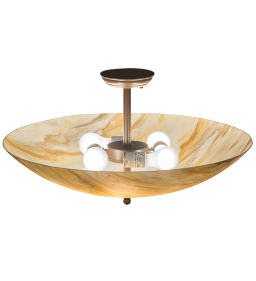 Meyda Lighting Madison 24" 4-Light Cafe Noir Semi-flush Mount Light With Beige Travertine Idalight Shade Glass