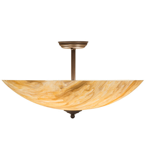 Meyda Lighting Madison 24" 4-Light Cafe Noir Semi-flush Mount Light With Beige Travertine Idalight Shade Glass