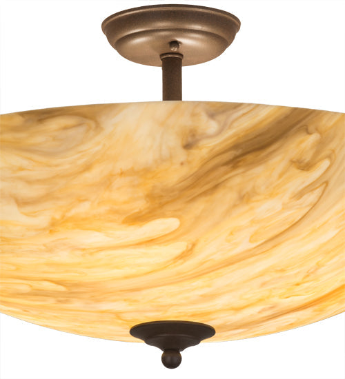 Meyda Lighting Madison 24" 4-Light Cafe Noir Semi-flush Mount Light With Beige Travertine Idalight Shade Glass