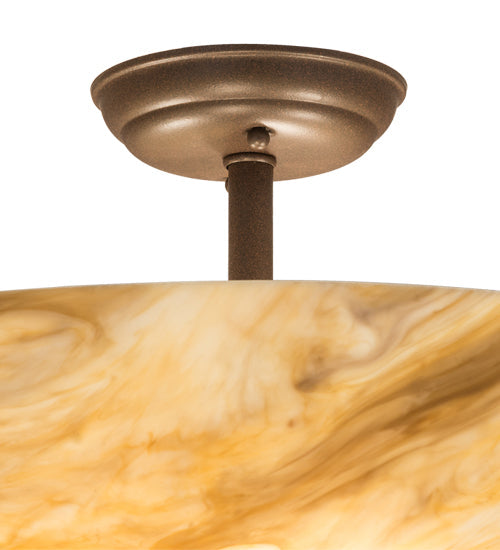 Meyda Lighting Madison 24" 4-Light Cafe Noir Semi-flush Mount Light With Beige Travertine Idalight Shade Glass