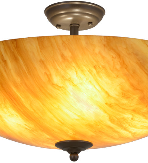 Meyda Lighting Madison 24" 4-Light Timeless Bronze Semi-flush Mount Ceiling Light With Ambra Sienna Idalight Shade