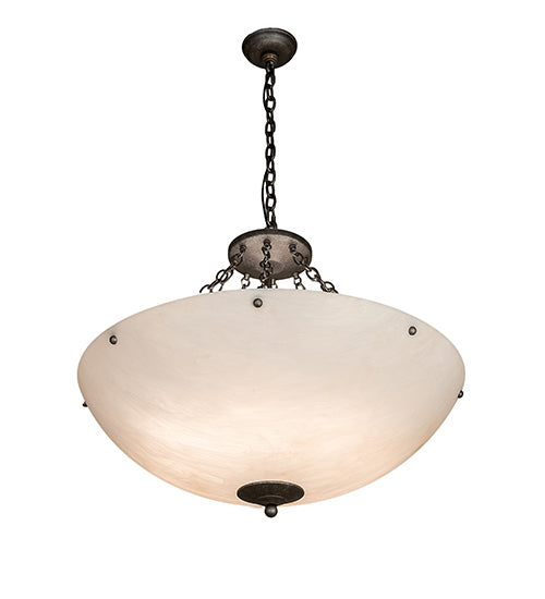 Meyda Lighting Madison 30" 8-Light Galvinized Inverted Pendant Light With Whitestone Idalight Shade