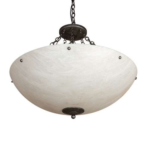 Meyda Lighting Madison 30" 8-Light Galvinized Inverted Pendant Light With Whitestone Idalight Shade