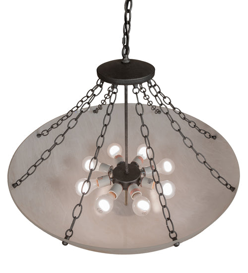 Meyda Lighting Madison 30" 8-Light Galvinized Inverted Pendant Light With Whitestone Idalight Shade