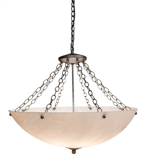 Meyda Lighting Madison 30" 8-Light Galvinized Inverted Pendant Light With Whitestone Idalight Shade