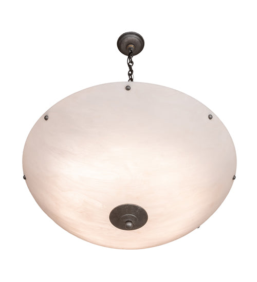 Meyda Lighting Madison 30" 8-Light Galvinized Inverted Pendant Light With Whitestone Idalight Shade