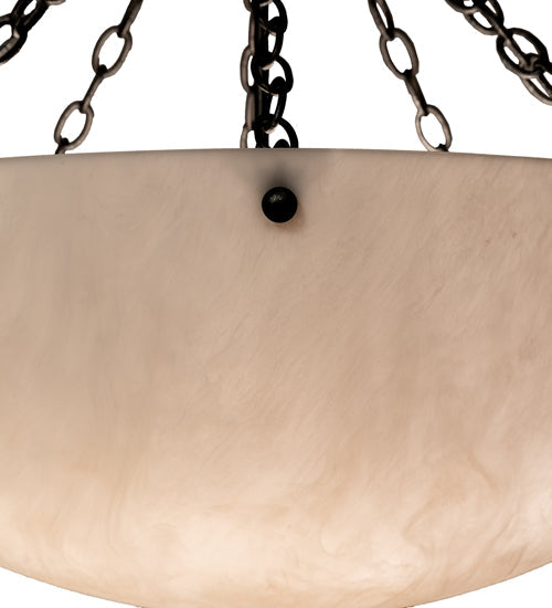 Meyda Lighting Madison 30" 8-Light Galvinized Inverted Pendant Light With Whitestone Idalight Shade