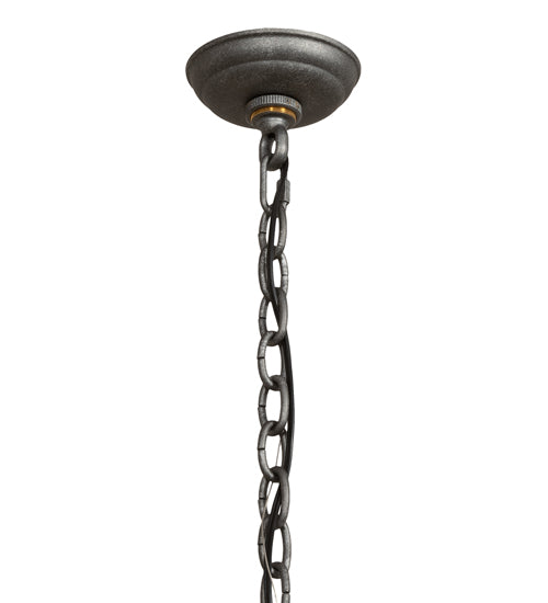 Meyda Lighting Madison 30" 8-Light Galvinized Inverted Pendant Light With Whitestone Idalight Shade