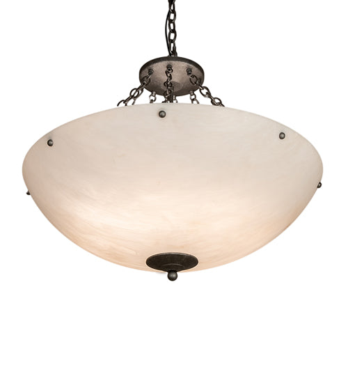 Meyda Lighting Madison 30" 8-Light Galvinized Inverted Pendant Light With Whitestone Idalight Shade