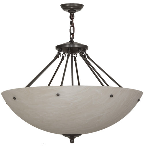 Meyda Lighting Madison 30" 8-Light Timeless Bronze Inverted Pendant Light With Beige Fleshtone Idalight Shade