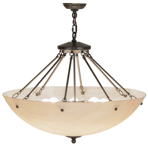 Meyda Lighting Madison 30" 8-Light Timeless Bronze Inverted Pendant Light With Beige Fleshtone Idalight Shade