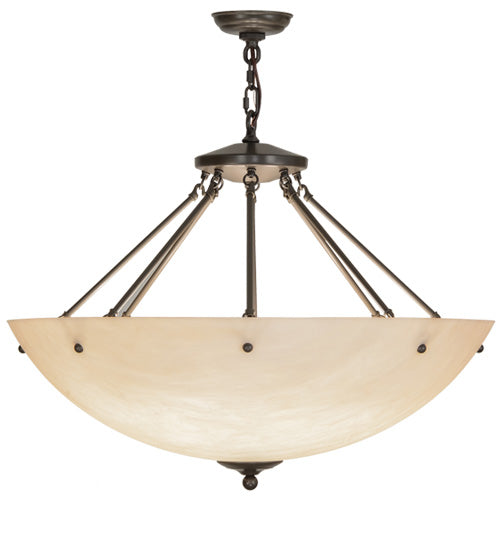 Meyda Lighting Madison 30" 8-Light Timeless Bronze Inverted Pendant Light With Beige Fleshtone Idalight Shade