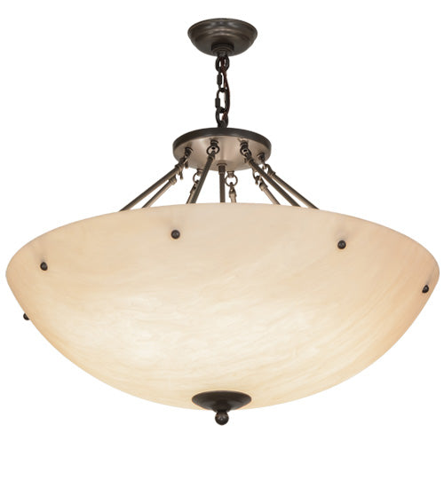 Meyda Lighting Madison 30" 8-Light Timeless Bronze Inverted Pendant Light With Beige Fleshtone Idalight Shade