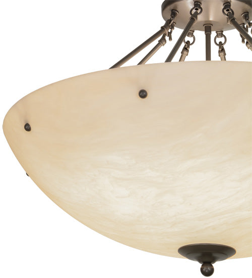 Meyda Lighting Madison 30" 8-Light Timeless Bronze Inverted Pendant Light With Beige Fleshtone Idalight Shade