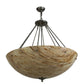 Meyda Lighting Madison 36" 12-Light Nickel Inverted Pendant Light With Beige Travertine Idalight Shade Glass