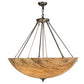 Meyda Lighting Madison 36" 12-Light Nickel Inverted Pendant Light With Beige Travertine Idalight Shade Glass