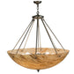 Meyda Lighting Madison 36" 12-Light Nickel Inverted Pendant Light With Beige Travertine Idalight Shade Glass