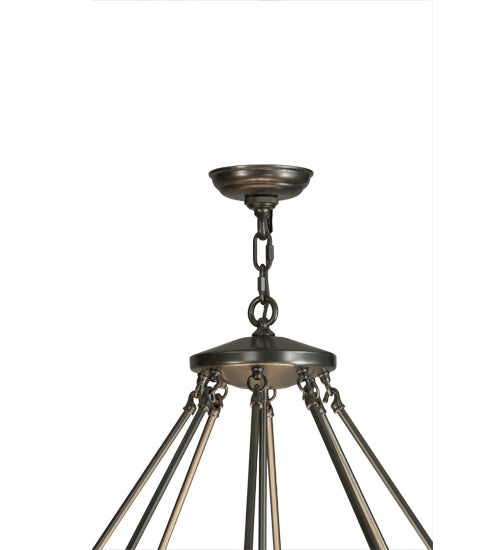 Meyda Lighting Madison 36" 12-Light Nickel Inverted Pendant Light With Beige Travertine Idalight Shade Glass