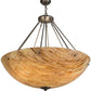 Meyda Lighting Madison 36" 12-Light Nickel Inverted Pendant Light With Beige Travertine Idalight Shade Glass