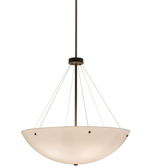 Meyda Lighting Madison 36" 6-Light Timeless Bronze Inverted Pendant Light With Statuario Idalight Shade Glass
