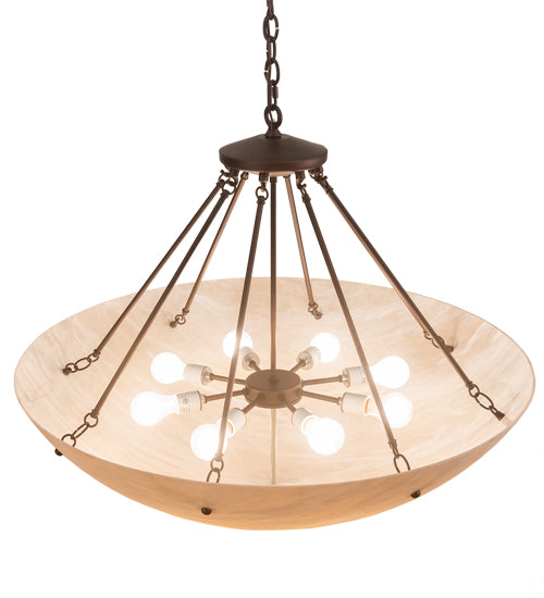 Meyda Lighting Madison 36" 8-Light Mahogany Bronze Inverted Pendant Light With Beige Fleshtone Idalight Shade