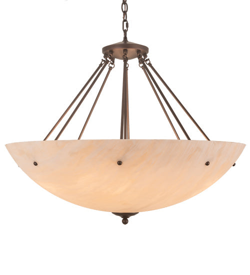 Meyda Lighting Madison 36" 8-Light Mahogany Bronze Inverted Pendant Light With Beige Fleshtone Idalight Shade