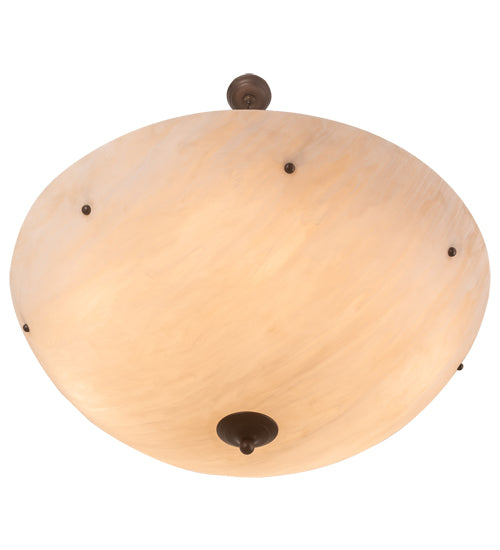 Meyda Lighting Madison 36" 8-Light Mahogany Bronze Inverted Pendant Light With Beige Fleshtone Idalight Shade