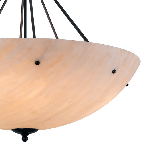 Meyda Lighting Madison 36" 8-Light Mahogany Bronze Inverted Pendant Light With Beige Fleshtone Idalight Shade