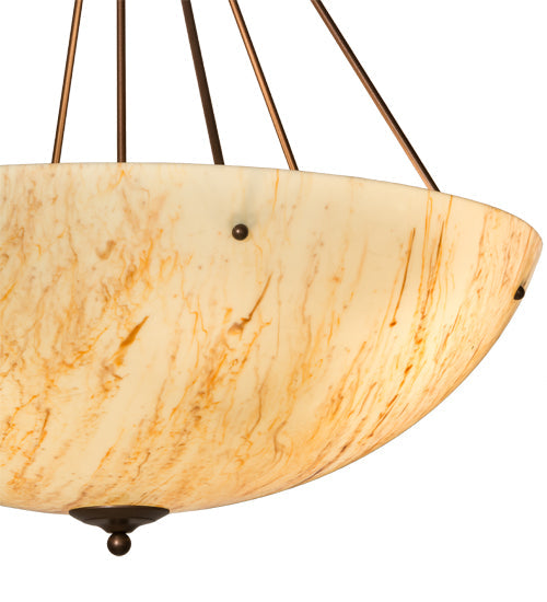 Meyda Lighting Madison 36" 8-Light Mahogany Bronze Inverted Pendant Light With Travertine Idalight Shade Glass