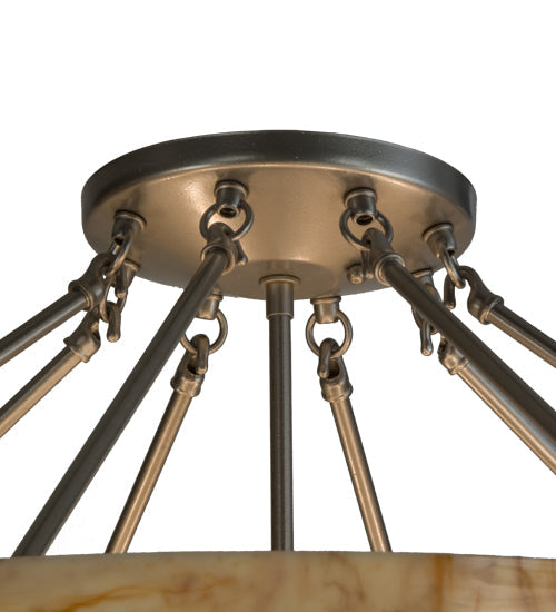 Meyda Lighting Madison 36" 8-Light Nickel Semi-flush Mount Ceiling Light With Beige Travertine Idalight Shade Glass