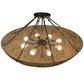 Meyda Lighting Madison 36" 8-Light Nickel Semi-flush Mount Ceiling Light With Beige Travertine Idalight Shade Glass