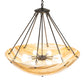 Meyda Lighting Madison 36" 8-Light Statuary Bronze Metallic Inverted Pendant Light With Travertine Idalight Shade