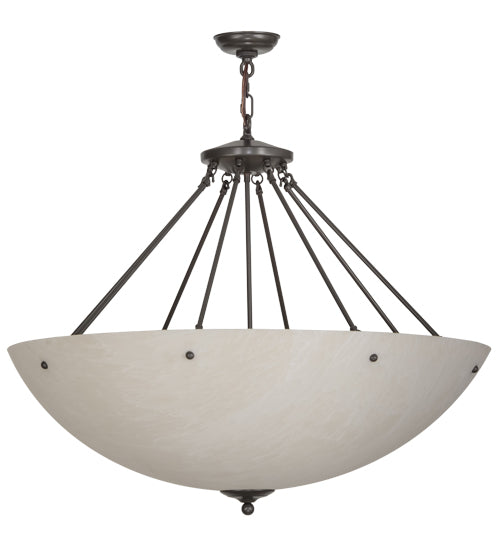 Meyda Lighting Madison 36" 8-Light Timeless Bronze Inverted Pendant Light With Fleshtone Idalight Shade