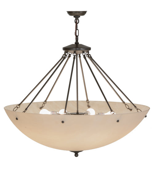 Meyda Lighting Madison 36" 8-Light Timeless Bronze Inverted Pendant Light With Fleshtone Idalight Shade