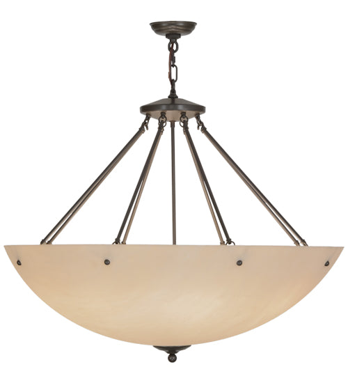 Meyda Lighting Madison 36" 8-Light Timeless Bronze Inverted Pendant Light With Fleshtone Idalight Shade