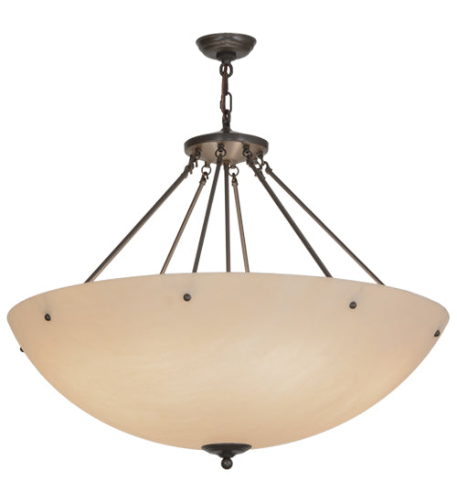Meyda Lighting Madison 36" 8-Light Timeless Bronze Inverted Pendant Light With Fleshtone Idalight Shade