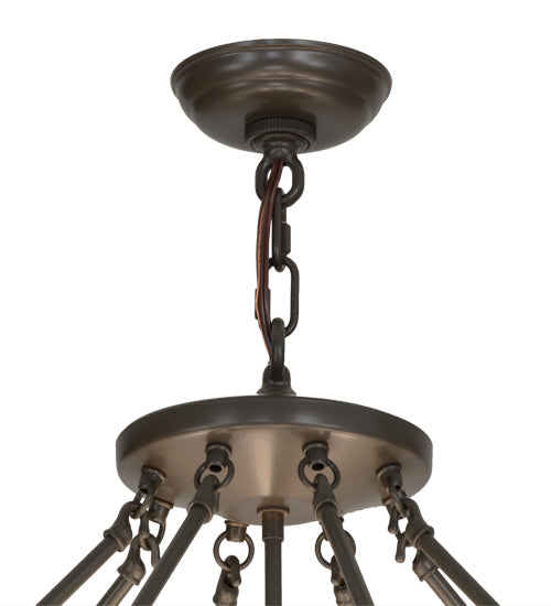 Meyda Lighting Madison 36" 8-Light Timeless Bronze Inverted Pendant Light With Fleshtone Idalight Shade