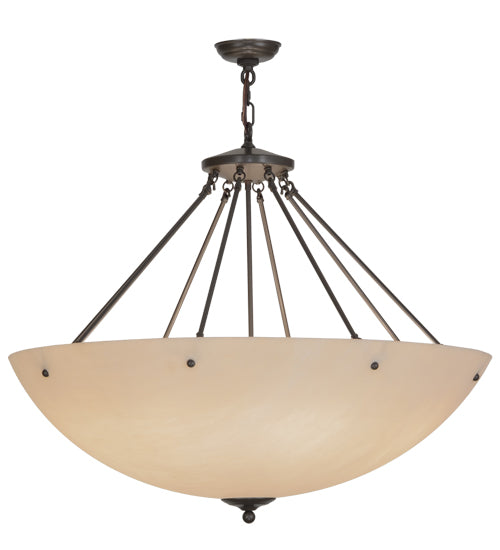 Meyda Lighting Madison 36" 8-Light Timeless Bronze Inverted Pendant Light With Fleshtone Idalight Shade