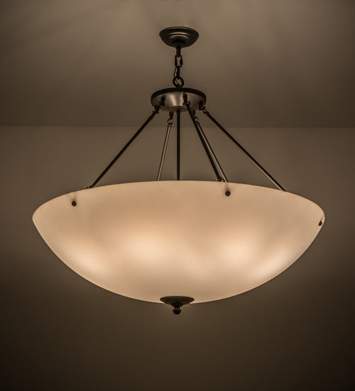 Meyda Lighting Madison 36" 8-Light Timeless Bronze Inverted Pendant Light With White Statuario Idalight Shade Glass