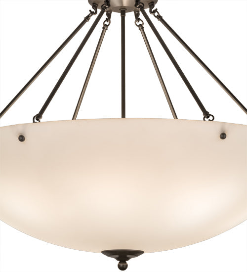 Meyda Lighting Madison 36" 8-Light Timeless Bronze Inverted Pendant Light With White Statuario Idalight Shade Glass